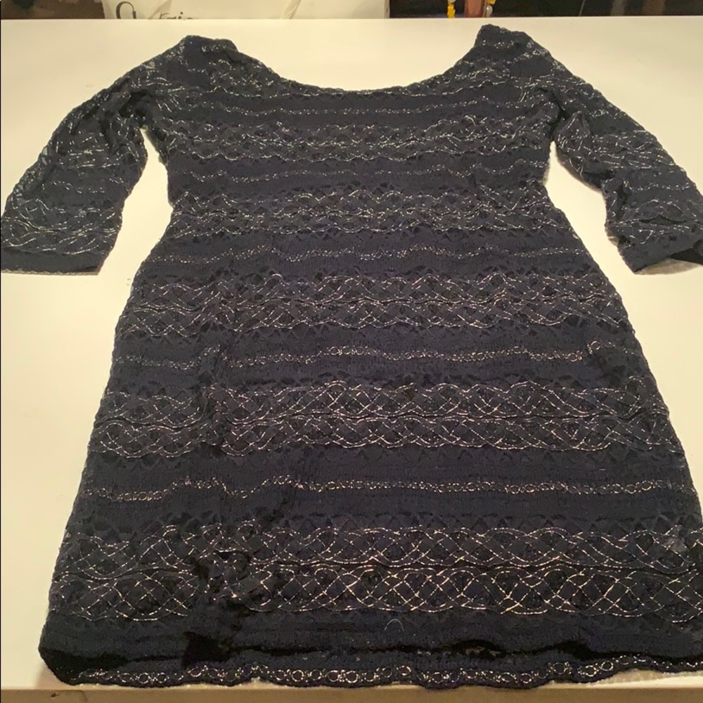 low back topshop dress with gold stitching